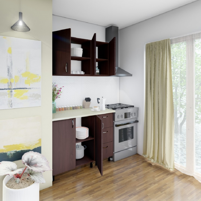 Bucatarie Star 120cm, Culoare Wenghe din Pal de 18mm [2]