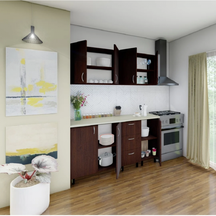 Bucatarie Star,160cm, Culoare Wenghe din Pal de 18mm [2]