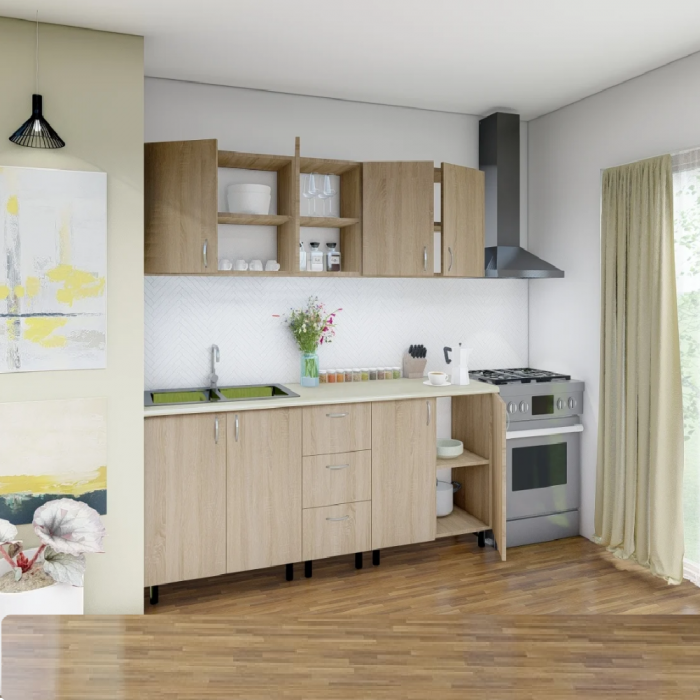 Bucatarie Star 200 cm, Culoare Sonoma din Pal 18mm [2]