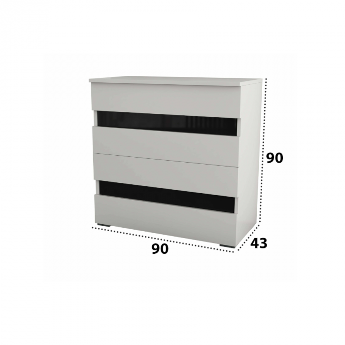 Comoda Athena, 90x90x43 cm, Culoare alb/negru [2]