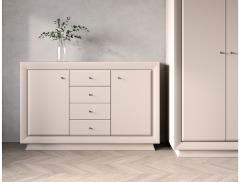 Comodă LARGO, Msura 151x38x96 cm cu 2 Uși și 4 Sertare, Casmire [2]