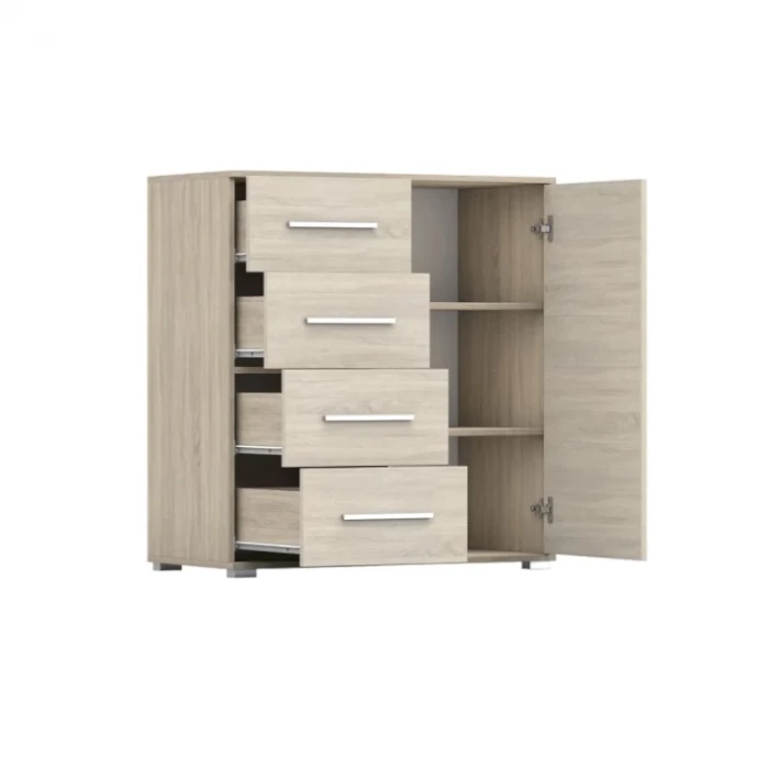 Comoda Mini Sara cu 1 Usa si 4 Sertare, 90x95x45 cm, Culoare Sonoma [2]