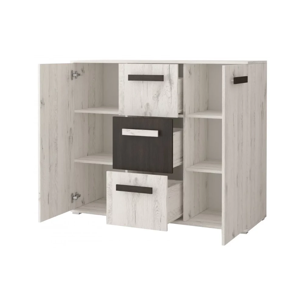 Comoda Paris, 102x120x42 cm, Culoare Alb Craft cu Wenghe [2]