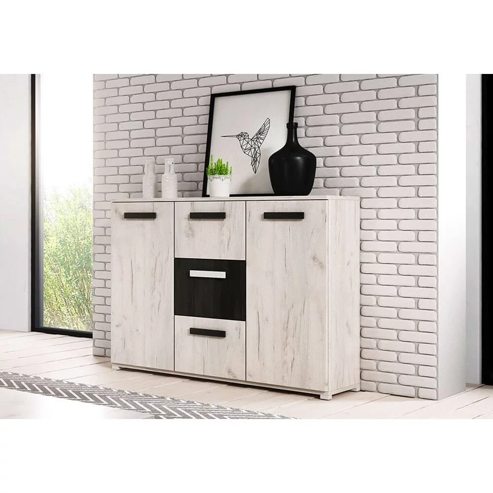 Comoda Paris, 102x120x42 cm, Culoare Alb Craft cu Wenghe [3]