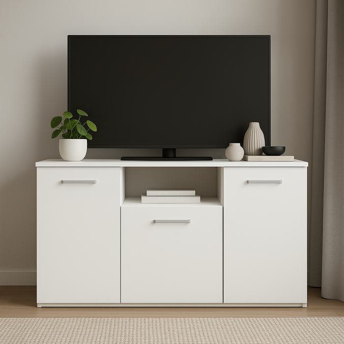 Comoda TV DARIA, 120x80x45 cm, Culoare Alb, PAL 18mm [3]