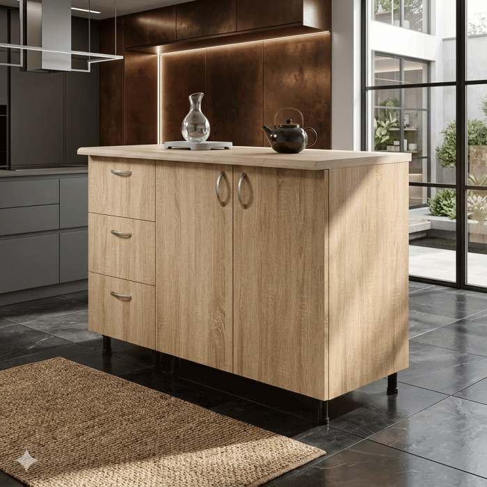 Corp Inferior Bucătărie 140 cm cu Blat, Sonoma, PAL 18 mm – Depozitare Extinsă [7]