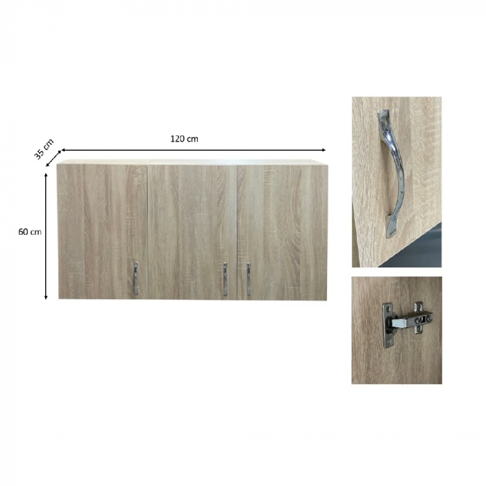 Corp Suspendat cu 3 Usi, 120x60x35 cm, Culoare Sonoma, Pal 18mm [4]