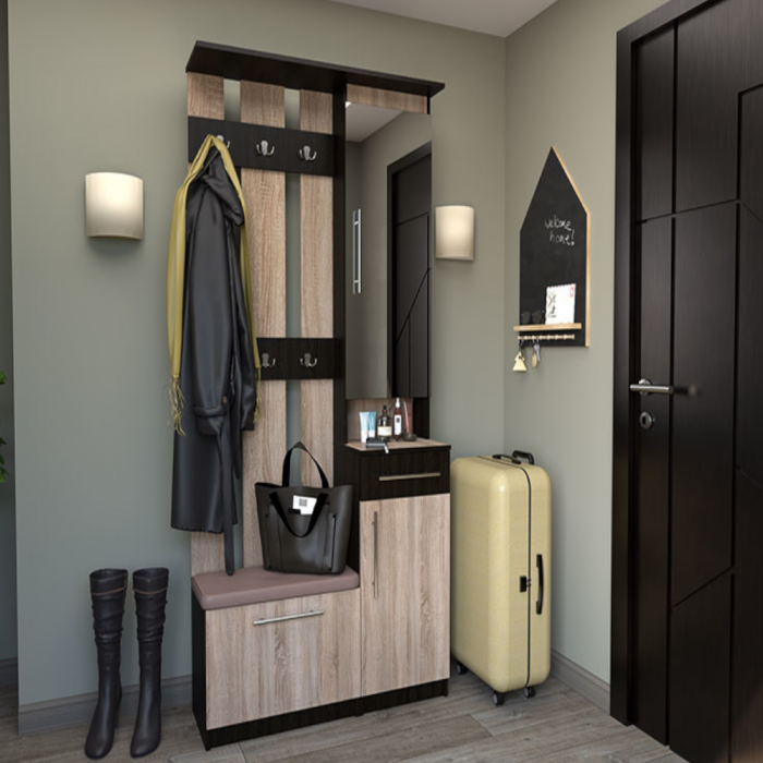 Cuier Ruta Antreu, Masura 205x34x101 cm, Culoare Sonoma cu Wenge [2]