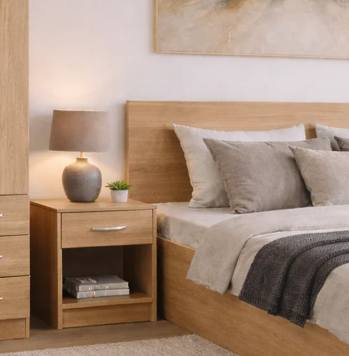 Dormitor STAR Sonoma – Set complet cu pat, dulap și 2 noptiere [4]