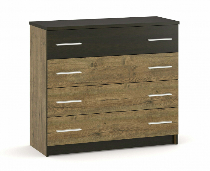 Dormitor Verona – Stejar cu Wenge, Dulap 150 cm, Pat 160×200 cm, 2 Noptiere și Comodă 4s [4]