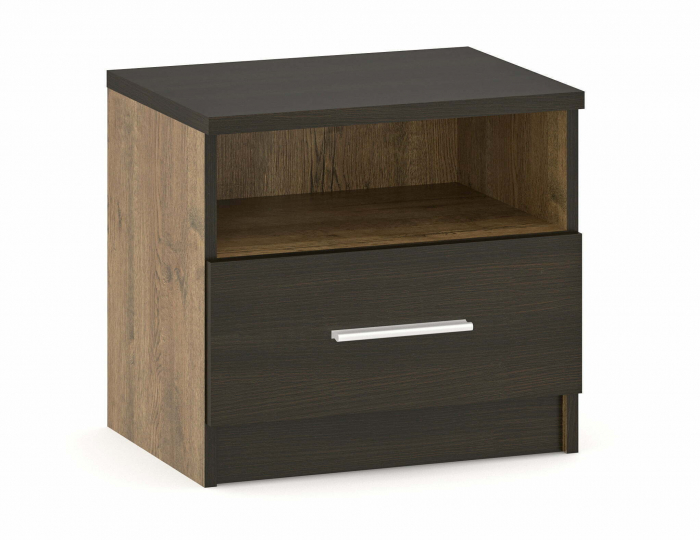 Dormitor Verona – Stejar cu Wenge, Dulap 150 cm, Pat 160×200 cm, 2 Noptiere și Comodă 4s [5]