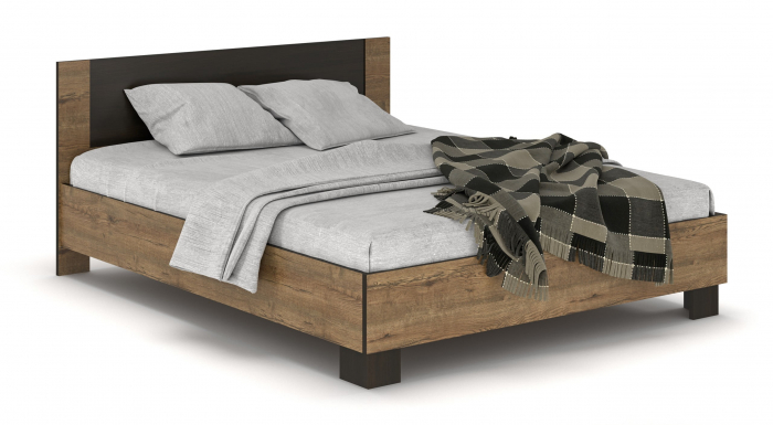 Dormitor Verona – Stejar cu Wenge, Dulap 150 cm, Pat 160×200 cm, 2 Noptiere și Comodă 4s [3]