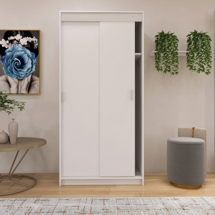 Dressing Barcelona, 200x100x50 cm, Culoare Alb Mat din pal de 18 mm [3]