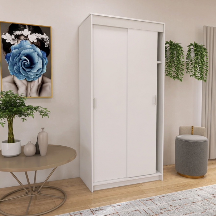 Dressing Barcelona, 200x100x50 cm, Culoare Alb Mat din pal de 18 mm [2]