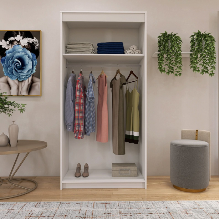 Dressing Barcelona, 200x100x50 cm, Culoare Alb Mat din pal de 18 mm [5]