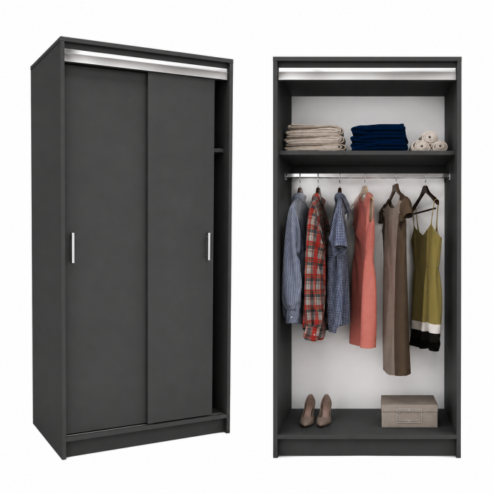 Dressing Barcelona, 200x100x50 cm, Culoare Gri Antracit din pal de 18 mm [5]