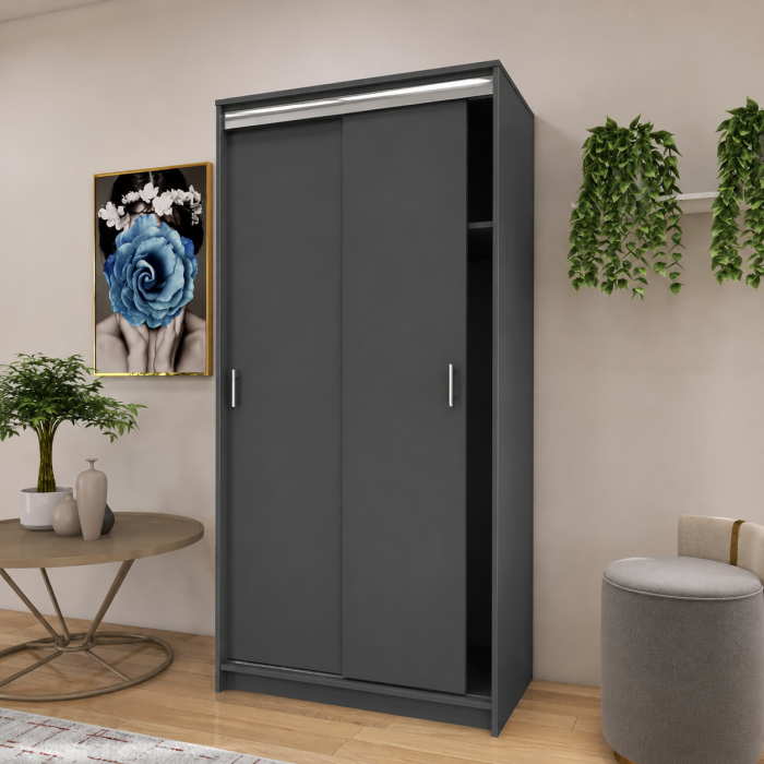 Dressing Barcelona, 200x100x50 cm, Culoare Gri Antracit din pal de 18 mm [2]