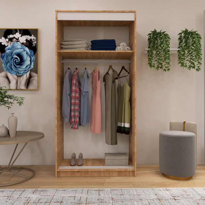 Dressing Barcelona, 200x100x50 cm, Culoare Stejar Auriu din pal de 18 mm [5]