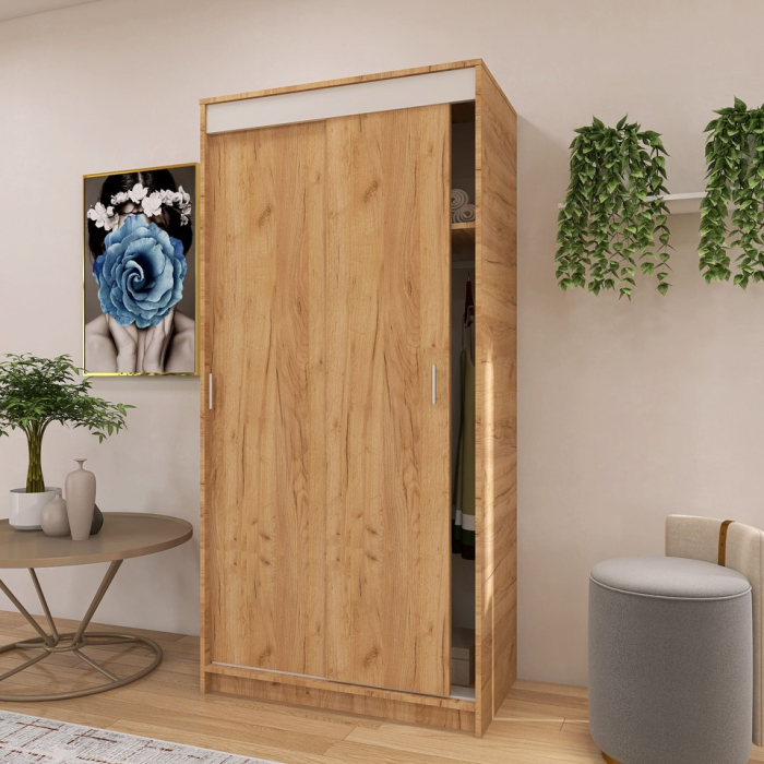 Dressing Barcelona, 200x100x50 cm, Culoare Stejar Auriu din pal de 18 mm [4]