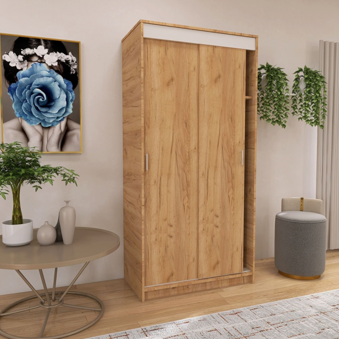 Dressing Barcelona, 200x100x50 cm, Culoare Stejar Auriu din pal de 18 mm [2]