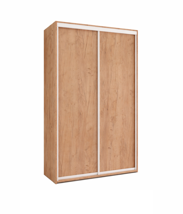 Dressing cu 2 Uși Glisante Stejar Auriu, 120×60×200 cm, PAL 18 mm, Bară pentru Umerașe și 5 Polițe [2]