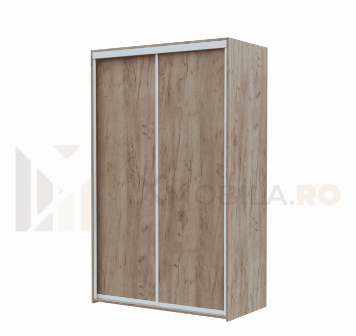Dressing cu 2 Usi Glisante Stejar Auriu, H200x120x60cm, bara de Umerase si 5 Polite de Depozitare Pal 18 mm [3]