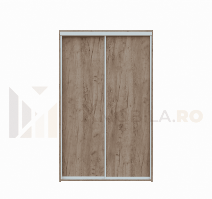 Dressing cu 2 Usi Glisante Stejar Auriu, H200x120x60cm, bara de Umerase si 5 Polite de Depozitare Pal 18 mm [4]