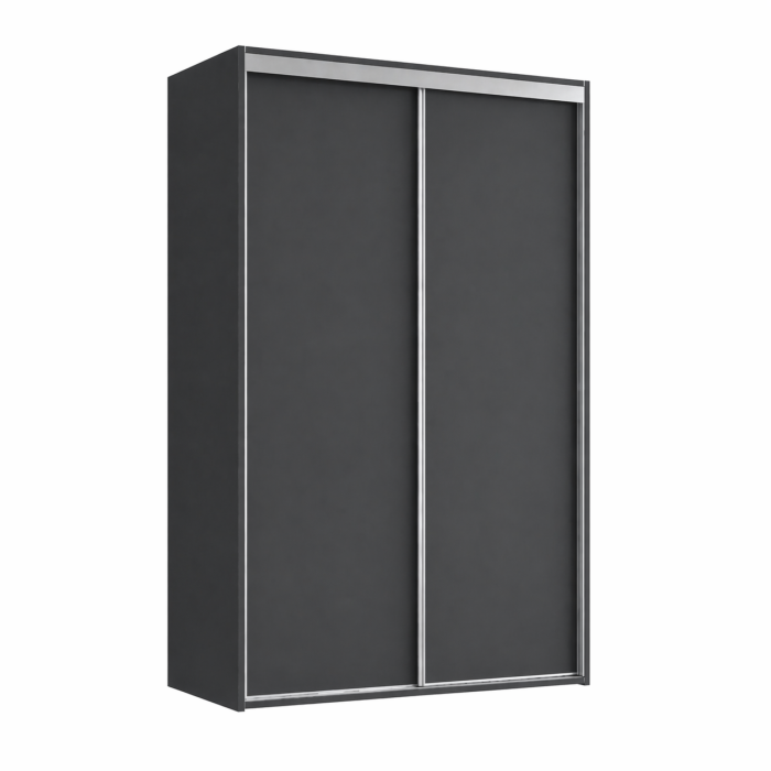 Dressing Gri Antracit 2 Uși Culisante, PAL 18 mm, Compartimentare cu Polițe și Bară Haine [4]