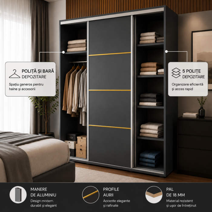 Dressing Nero 150x60x200 cm, PAL 18 mm [2]