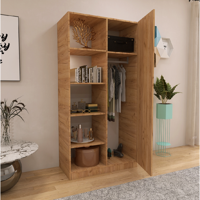 Dulap Mixt cu 1 Usa si Rafturi Depozitare 200x100x50 cm, Stejar Auriu, Material PAL de 18mm [3]