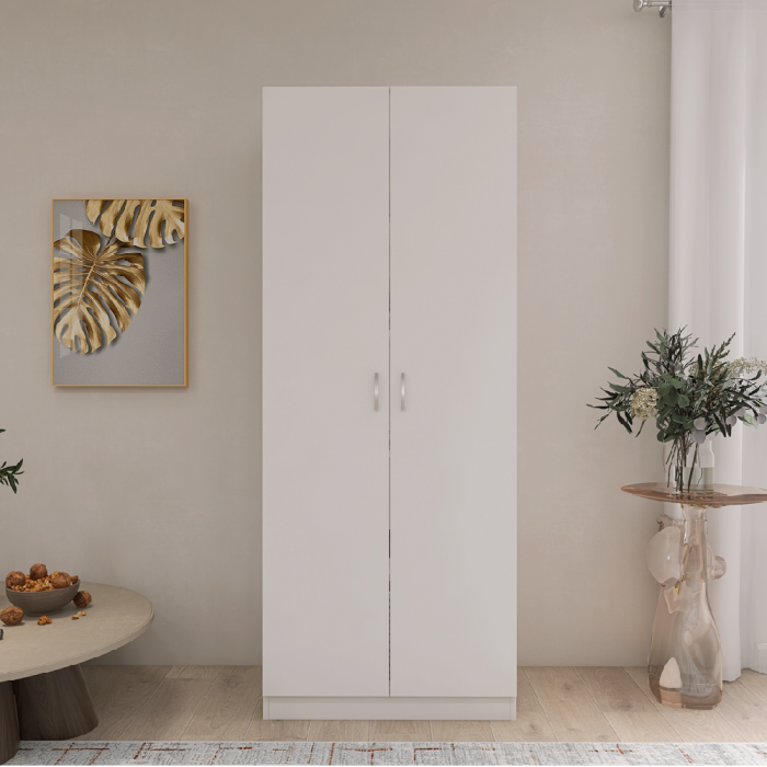 Dulap cu 2 Usi si 4 Rafturi de Depozitare, 200x80x40 cm, Culoare Alb din Pal de 18mm [2]