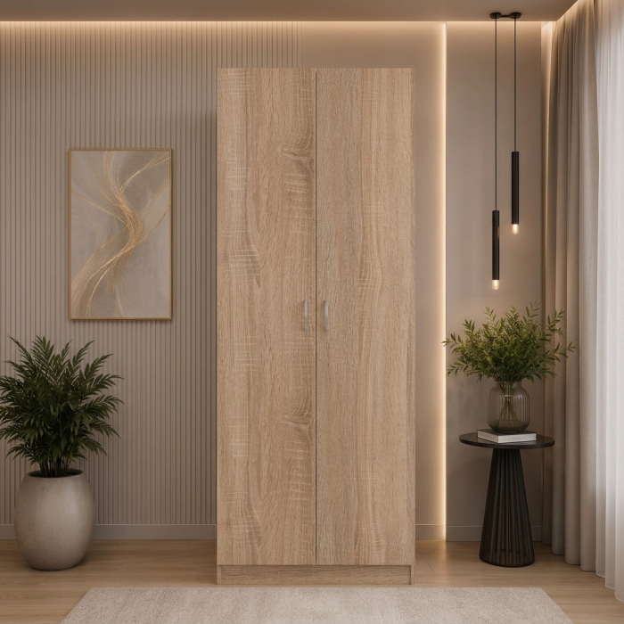 Dulap cu 2 Usi si 4 Rafturi de Depozitare, 200x80x40 cm, Culoare Sonoma din Pal de 18mm [2]