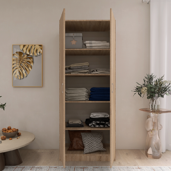 Dulap cu 2 Usi si 4 Rafturi de Depozitare, 200x80x40 cm, Culoare Sonoma din Pal de 18mm [3]