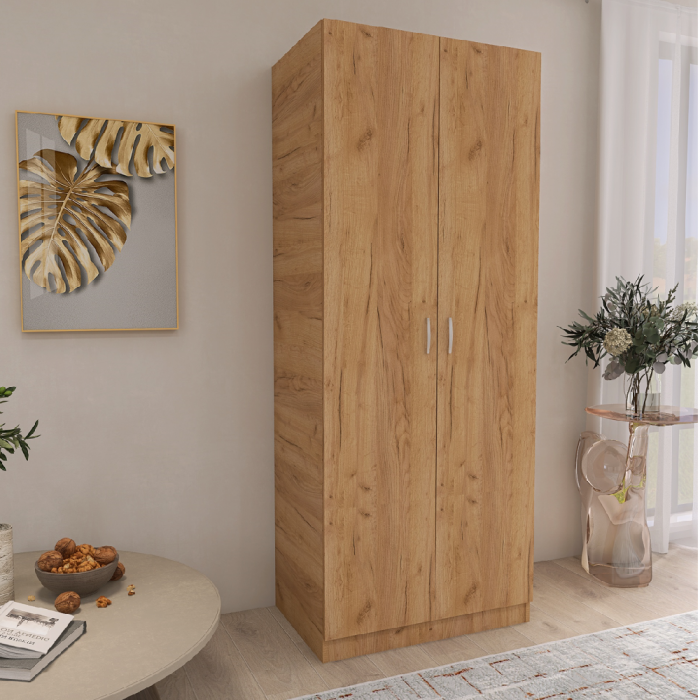 Dulap cu 2 Usi si 4 Rafturi de Depozitare, 200x80x40 cm, Culoare Stejar Auriu din Pal de 18mm [3]