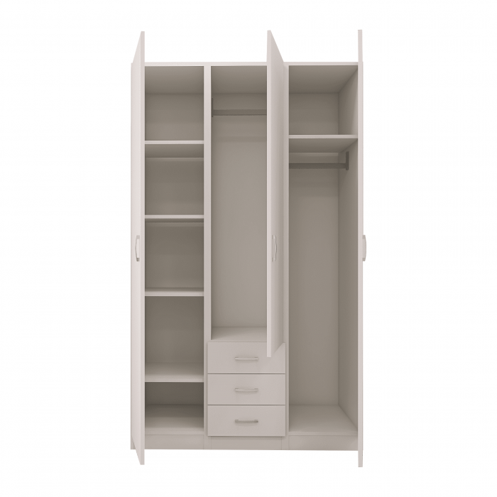 Dulap cu 3 usi si 3 Sertare, 200x120x50, Culoare Alba din Pal de 18 mm [5]