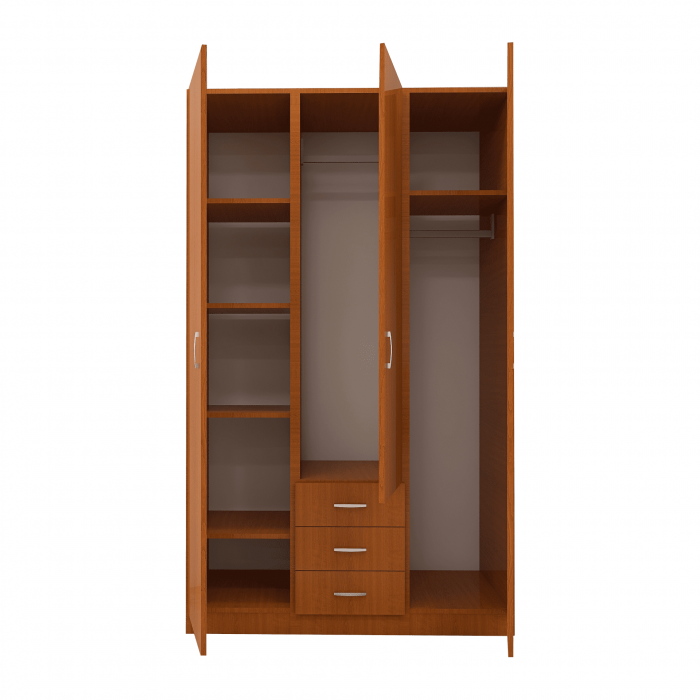 Dulap cu 3 usi si 3 Sertare, 200x120x50, Culoare Cires din Pal de 18 mm [5]