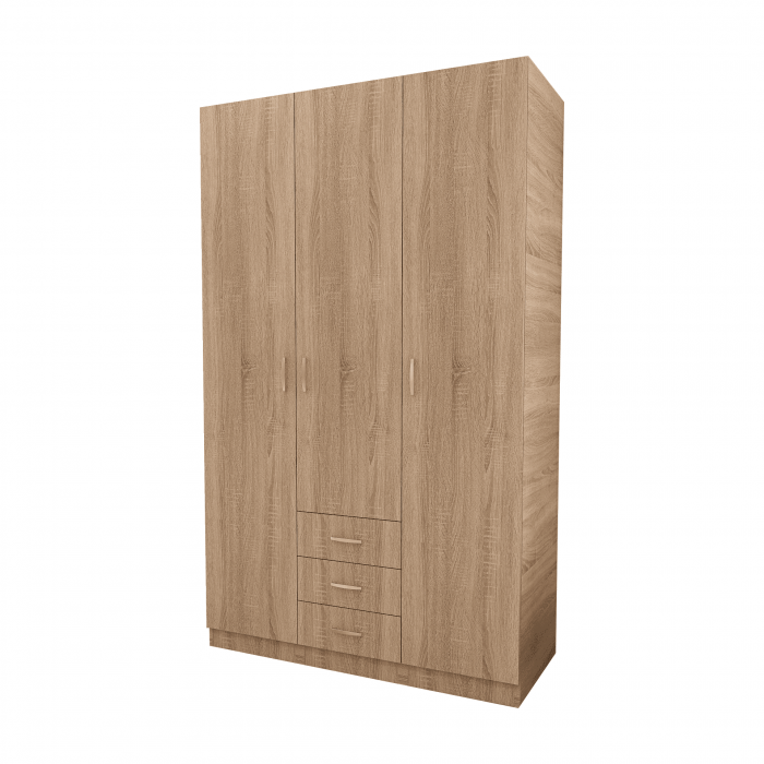 Dulap cu 3 usi si 3 Sertare, 200x120x50, Culoare Sonoma din Pal de 18 mm [4]