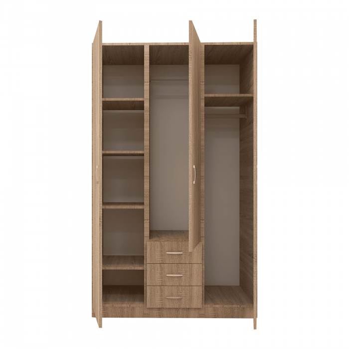 Dulap cu 3 usi si 3 Sertare, 200x120x50, Culoare Sonoma din Pal de 18 mm [5]