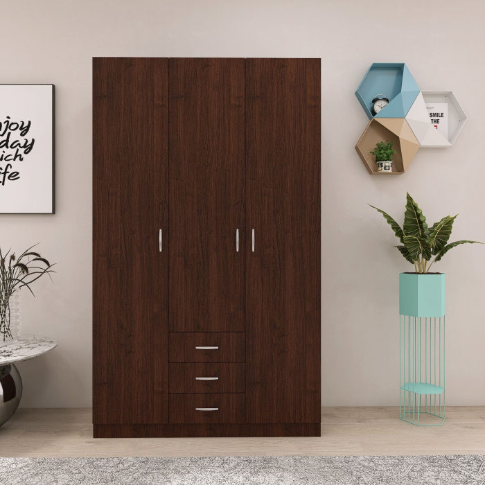 Dulap cu 3 usi si 3 Sertare, 200x120x50, Culoare Wenge din Pal de 18 mm [3]