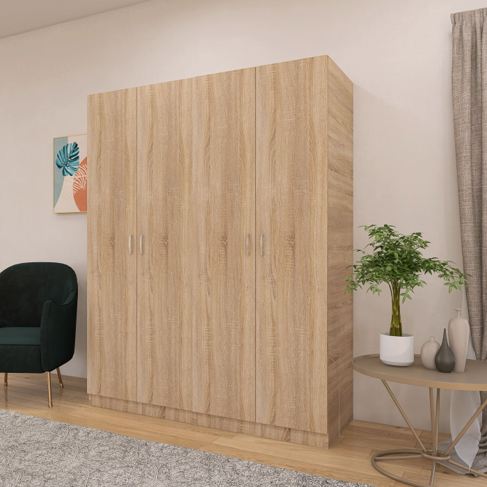 Dulap Milano cu 4 usi, 200x160x40, Culoare Sonoma, din Pal de 18 mm [2]