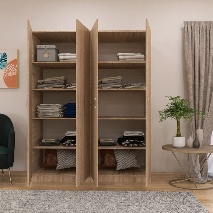 Dulap Milano cu 4 usi, 200x160x40, Culoare Sonoma, din Pal de 18 mm [3]