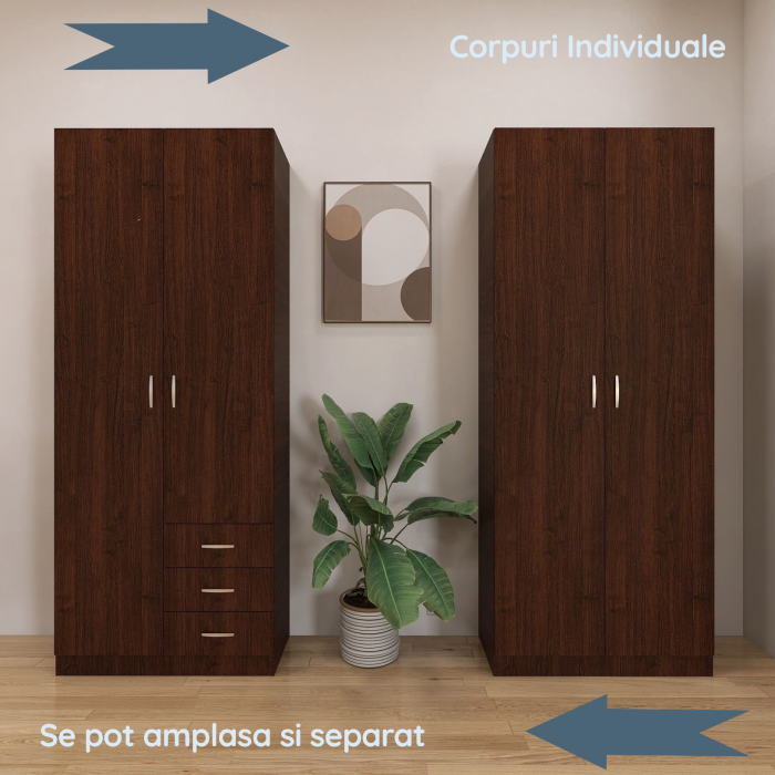 Dulap Mega cu 4 usi, 200x160x50, Culoare Wenge din Pal de 18 mm [4]