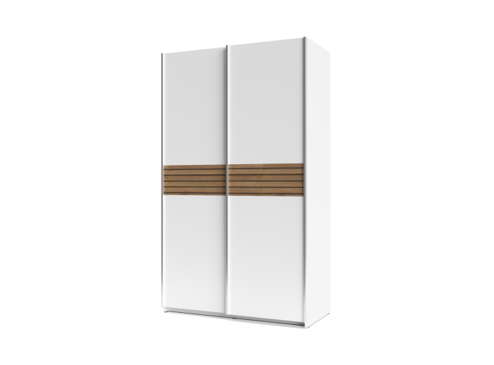 Dulap Metropol cu 2 Uși Culisante, 120x61x204,5 cm, Culoare Alb Platină si model Riflaj [3]