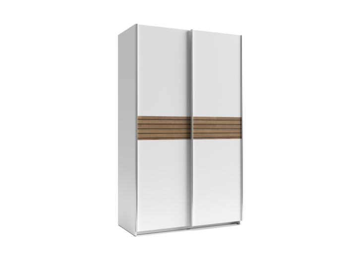 Dulap Metropol cu 2 Uși Culisante, 120x61x204,5 cm, Culoare Alb Platină si model Riflaj [2]