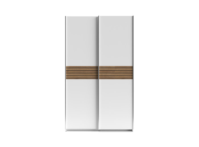 Dulap Metropol cu 2 Uși Culisante, 120x61x204,5 cm, Culoare Alb Platină si model Riflaj [4]