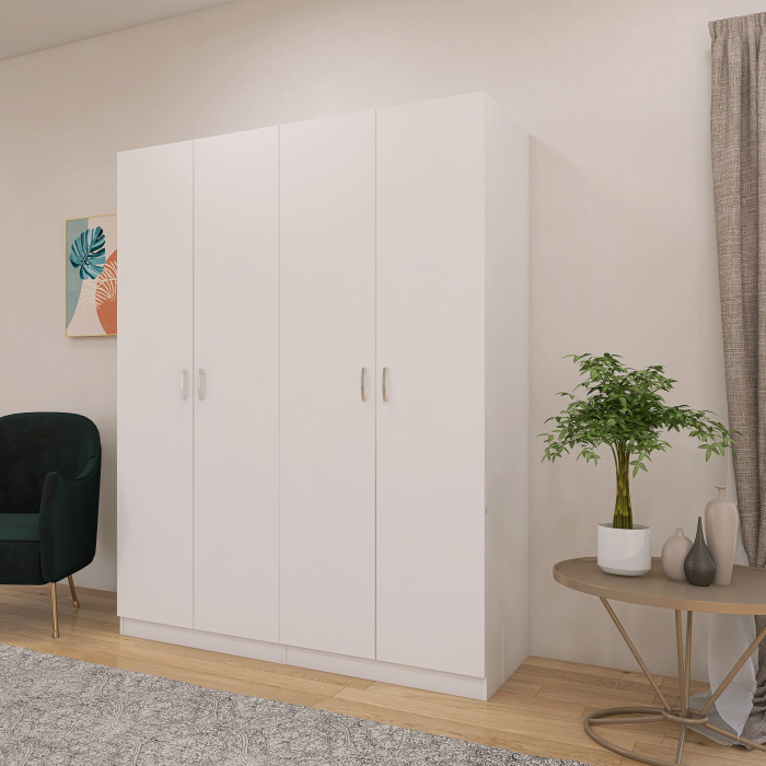 Dulap Milano cu 4 usi, 200x160x40, Culoare Alb Mat, din Pal de 18 mm [2]