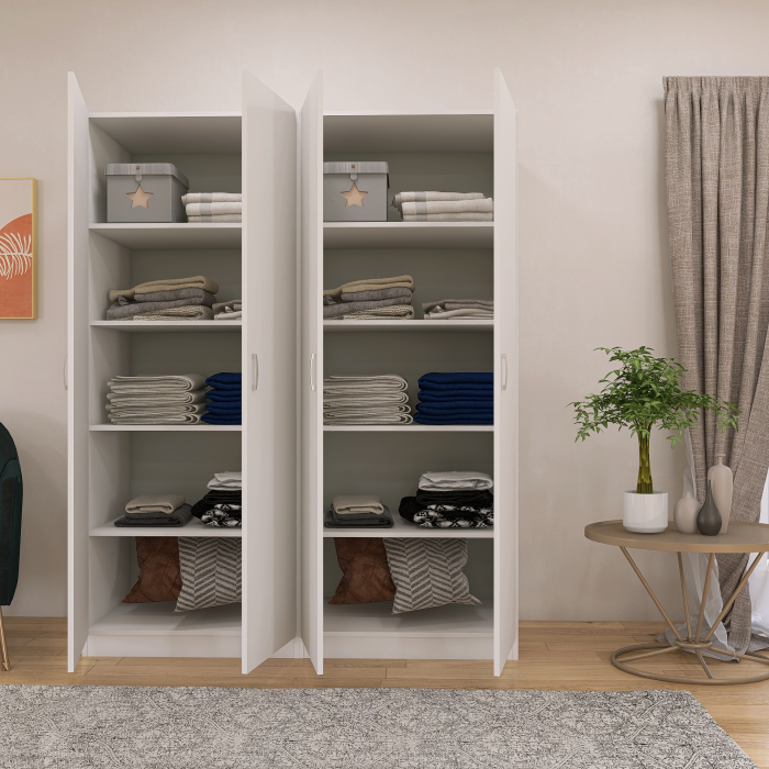 Dulap Milano cu 4 usi, 200x160x40, Culoare Alb Mat, din Pal de 18 mm [3]
