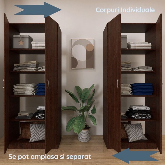 Dulap Milano cu 4 usi, 200x160x40, Culoare Wenge, din Pal de 18 mm [4]