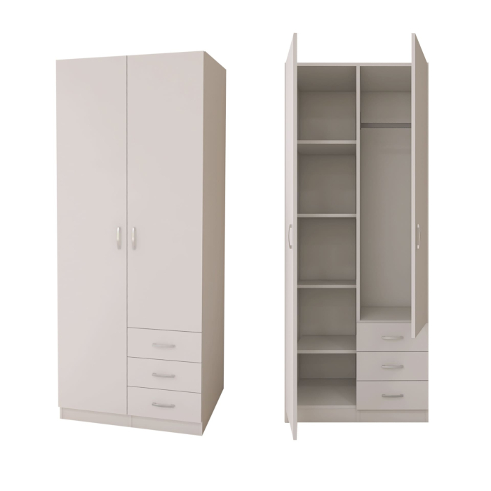 Dulap Mixt Star Alb Mat cu 2 Usi si 3 Sertare, 200x80x50 cm [3]