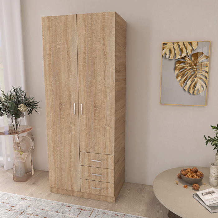 Dulap Mixt Star Alb Mat cu 2 Usi si 3 Sertare, 200x80x50 cm [10]